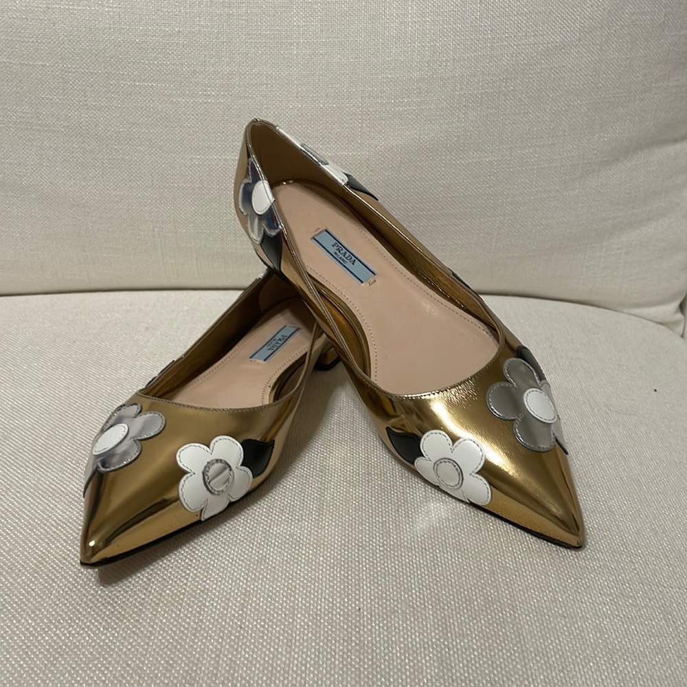 Prada Florals Gold, Flats
